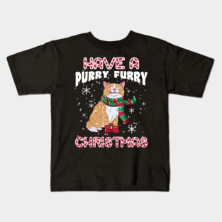 Have A Purry Furry Christmas Funny Xmas Cat Kids T-Shirt